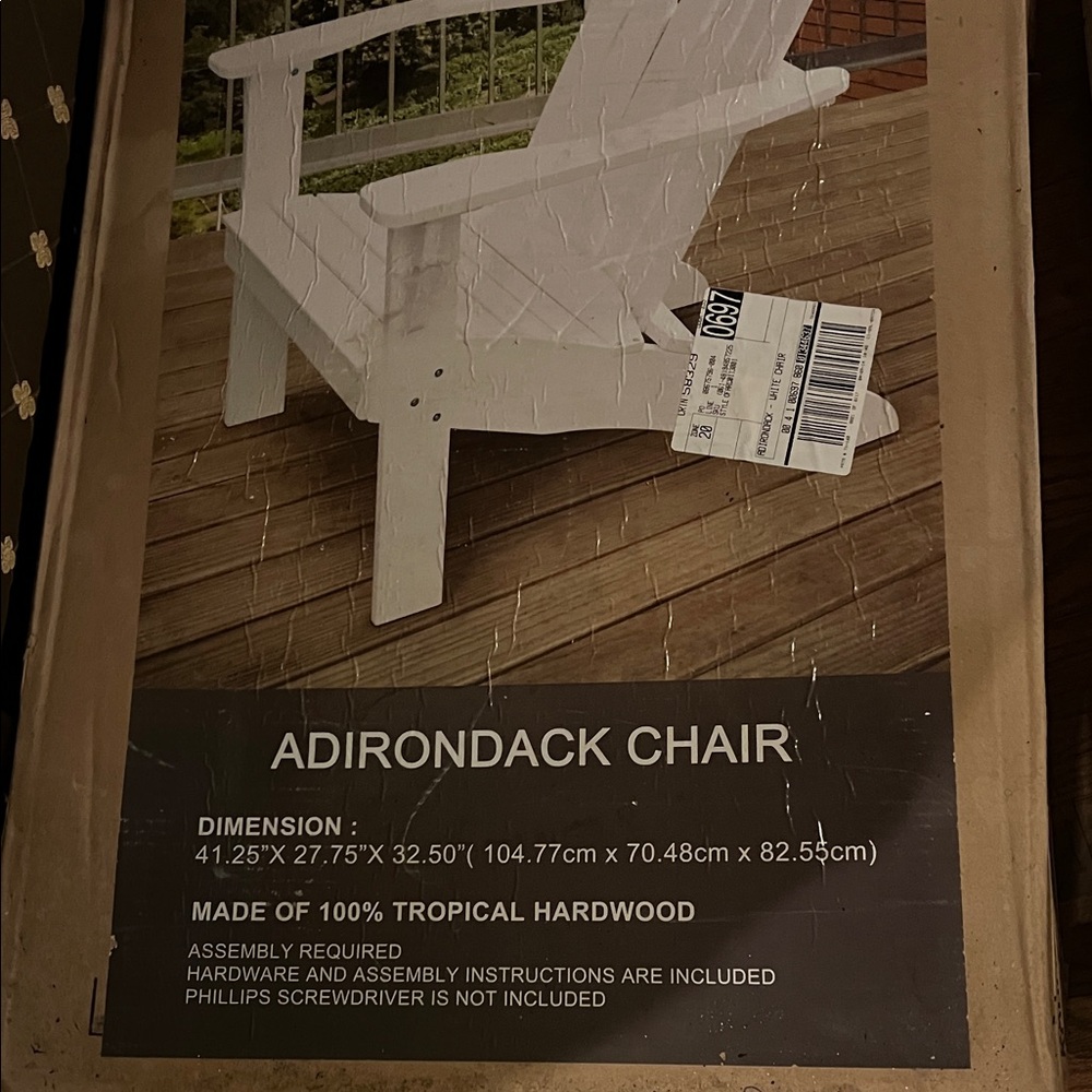 Adirondack Chair - White Hardwood Outdoor Accent - Picture 2 of 8
